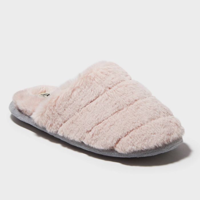 Women's dluxe by dearfoams Kaila Faux Fur Scuff Slide Slippers | Target