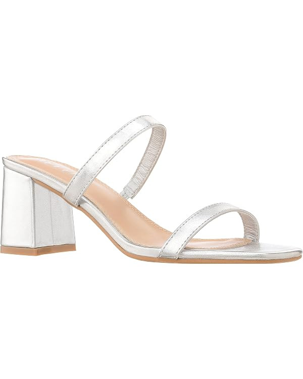 ILLUDE Women’s Block Heel Double Band Square Toe Heeled Sandal Slip On Mule - Lisa | Amazon (US)