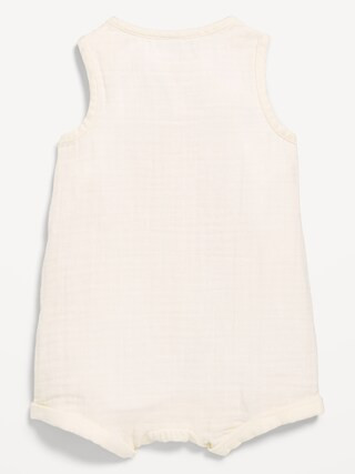 Sleeveless Double-Weave Henley One-Piece Romper for Baby | Old Navy (US)