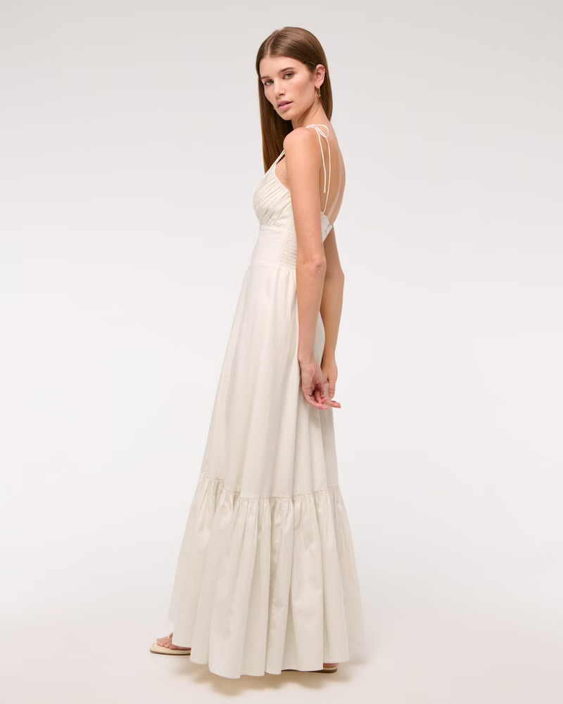 Tie-Strap Tiered Maxi Dress | Abercrombie & Fitch (US)