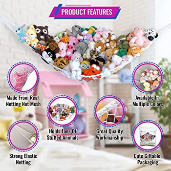 Lilly's Love Large Stuffed Animal Storage Net Hammock, Made w/Real Netting not Mesh, Organize the... | Amazon (US)