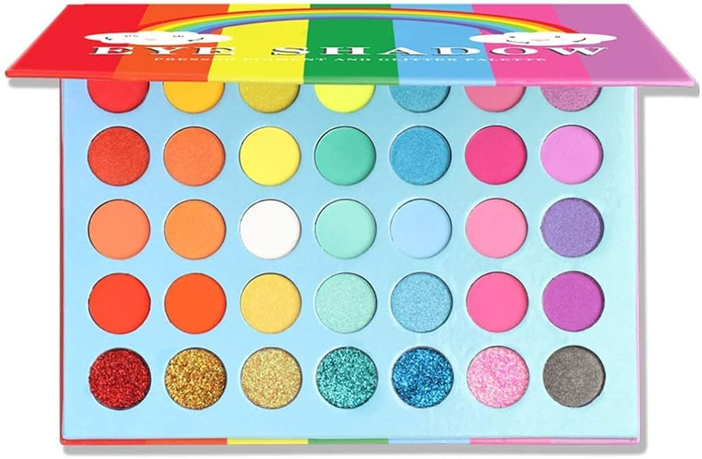 Mysense 35 Colors Rainbow Eyeshadow Palette with Matte Shimmer Glitter Eye Shadow Pallets, Colorf... | Amazon (US)