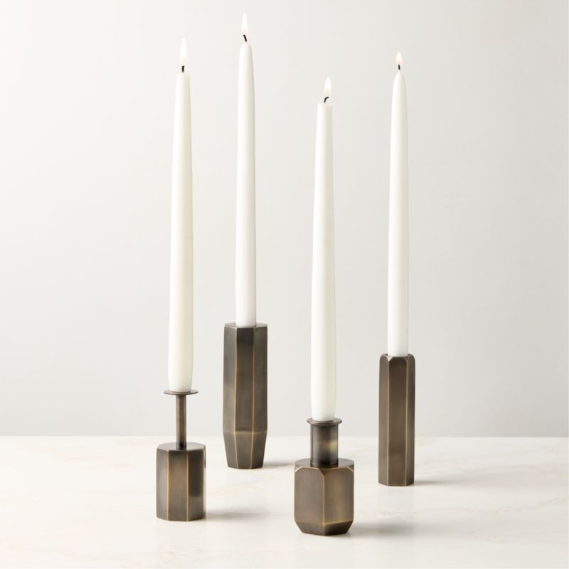 Celestine Blackened Brass Taper Candle Holders Set of 4 by goop + Reviews | CB2 | CB2