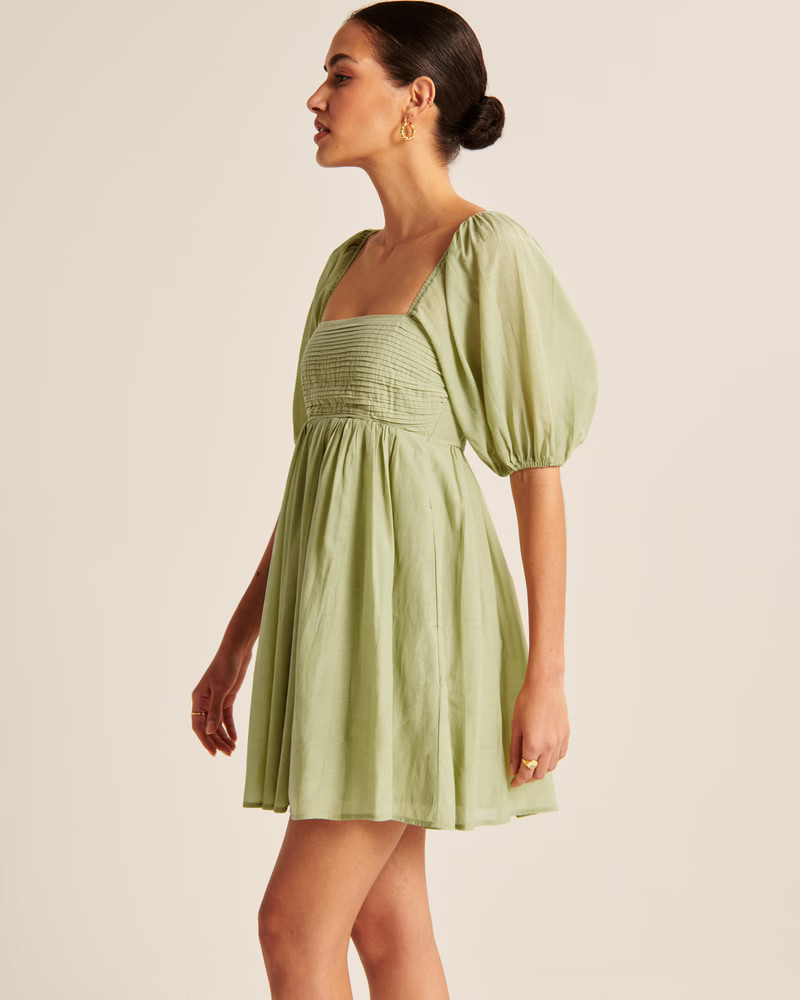 Emerson Ruched Puff Sleeve Mini Dress | Abercrombie & Fitch (US)