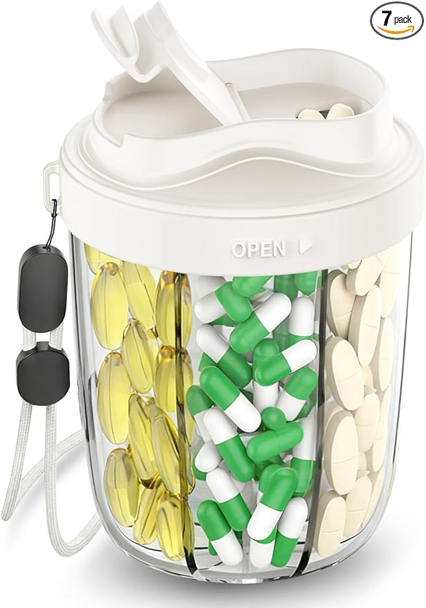 Large Pill Dispenser to Store 7 Various Supplements - Pill Organizer & Supplement Organizer for T... | Amazon (US)