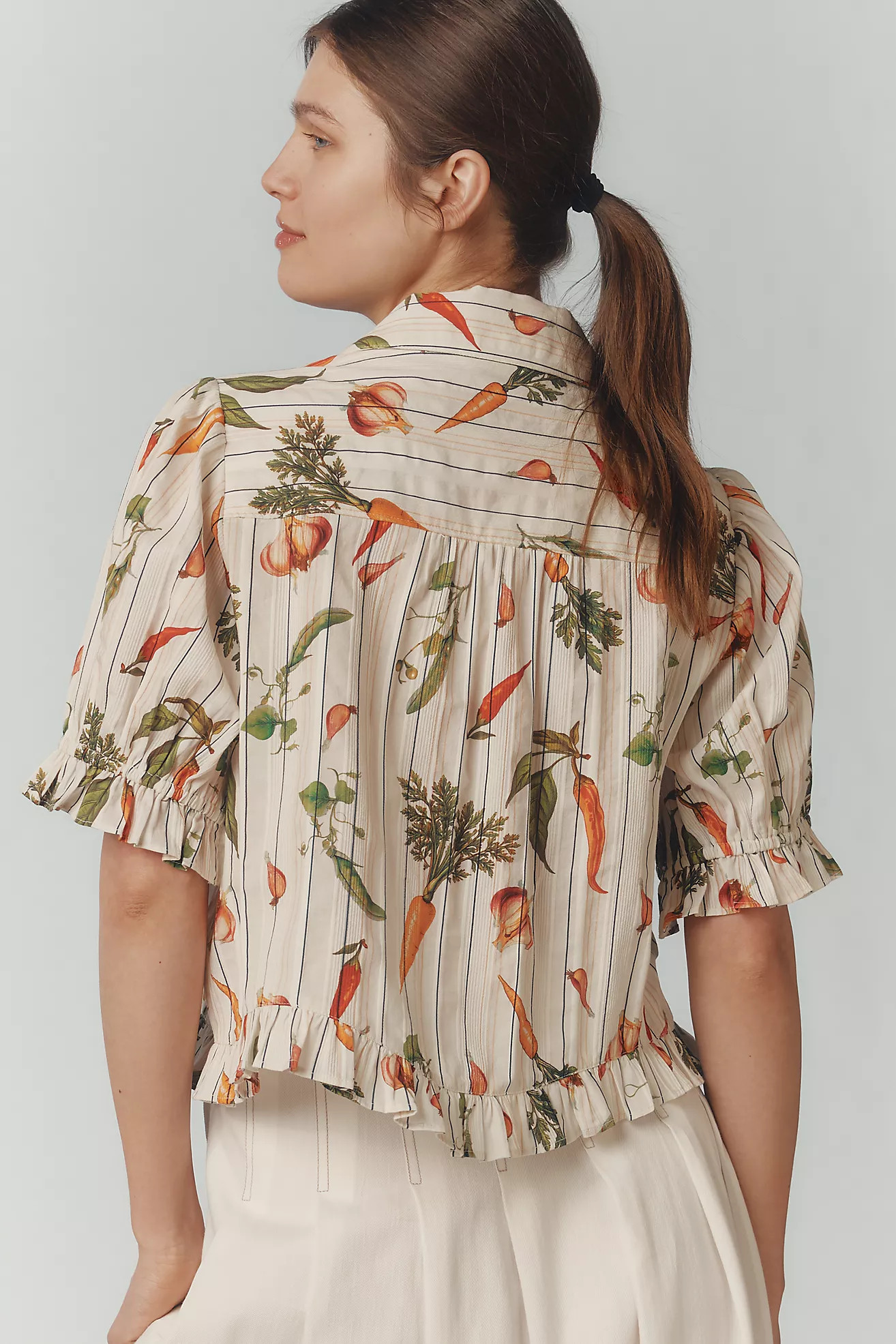 Maeve Short-Sleeve Femme Collared Blouse | Anthropologie (US)