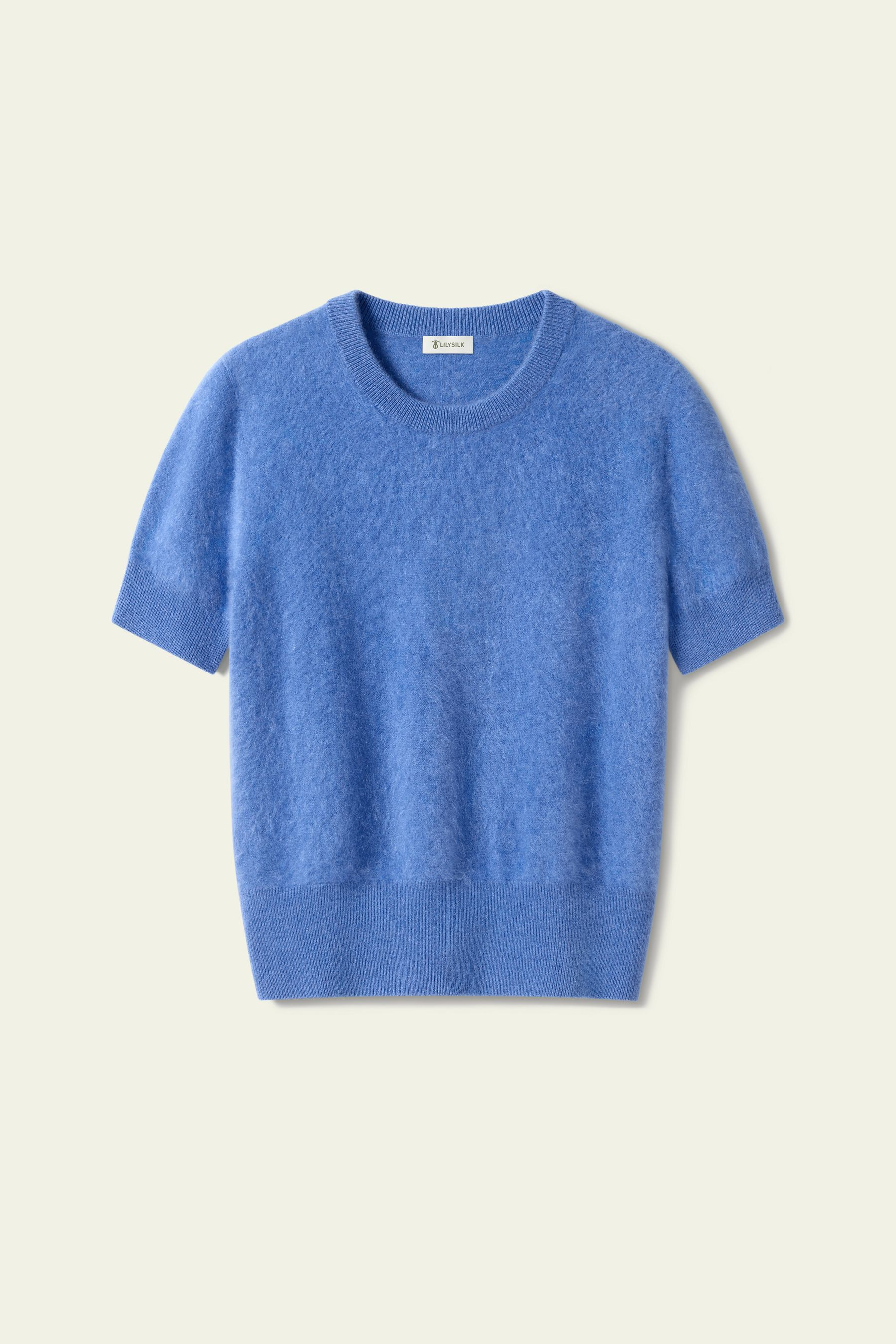 Brushed Cashmere Short-Sleeve Jumper | LILYSILK