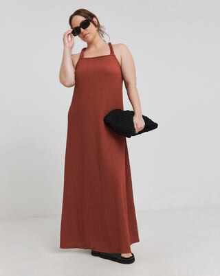 Rust Textured Jersey Trapeze Maxi Dress | Simply Be | Simply Be (UK)