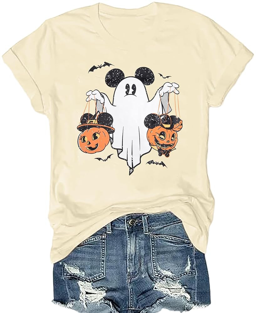 Halloween Shirts Pumpkin Shirt Women: Cute Ghost Shirt Casual Fall Halloween Spooky Season Graphi... | Amazon (US)