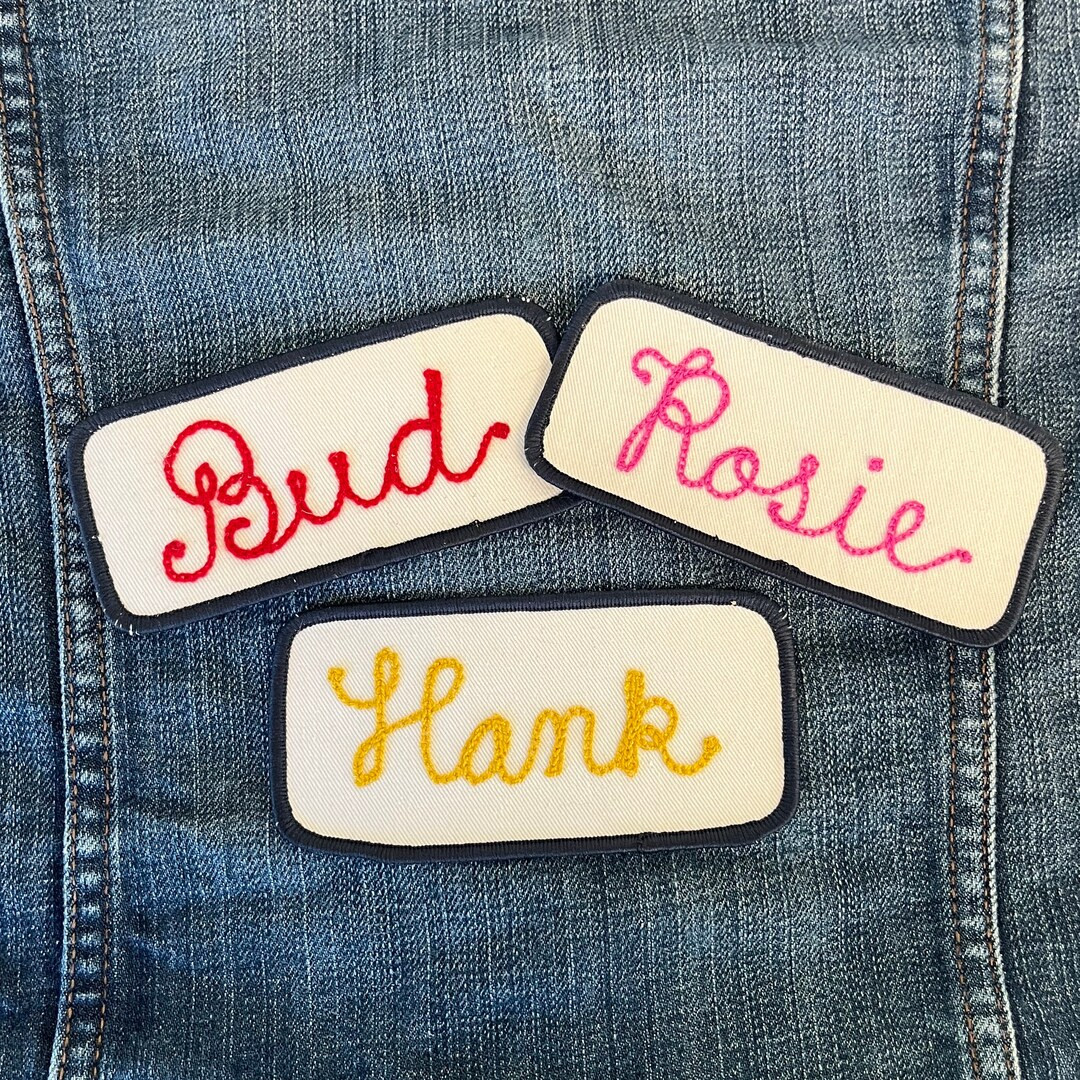 Custom Chainstitched Retro Name Tag Patch Iron-on White - Etsy | Etsy (US)