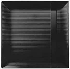 Exquisite Disposable-Black-Plastic-Plates-Square Linear (40 Pack) Wedding Dinner Fancy Tableware ... | Amazon (US)