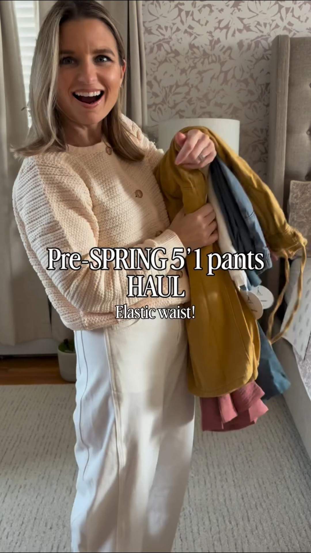 Pre-spring colorful elastic waist pants HAUL! 👖 🤍 

Comment PANTS for a 🔗 

#petitepants #petiteoutfit #ootd #petitehaul #elasticwaist postpartum grwm outfitinspo prespringhaul