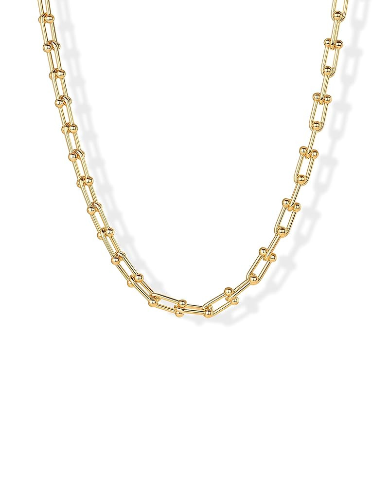 PAVOI 14K Gold Plated Chunky Chain Choker Necklaces for Women | Gold Statement Graduated Link Cha... | Amazon (US)