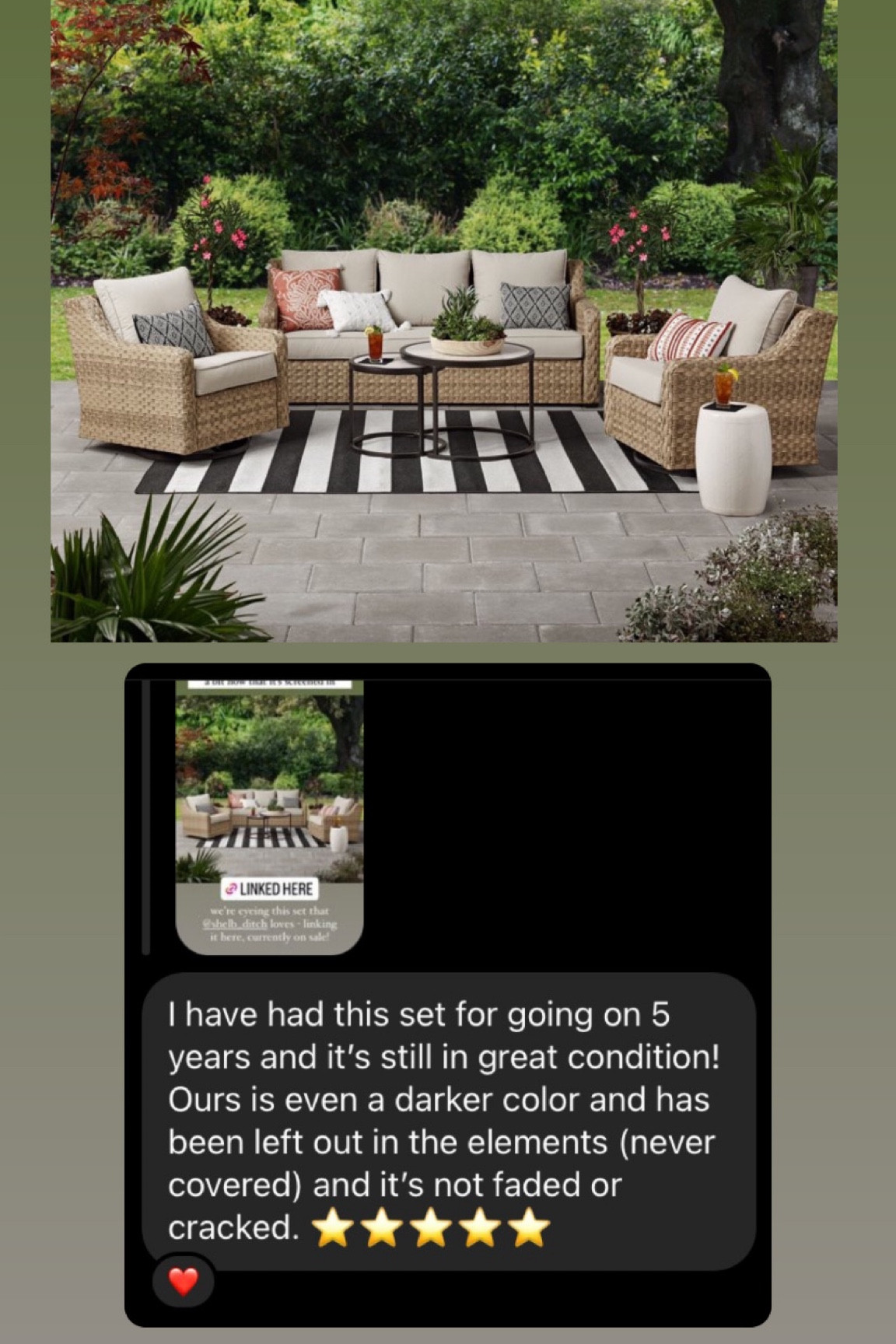We heard rave reviews on this patio furniture set so we joined the club! We love it! Still on sale - snag it for your outdoor space this spring and summer! #LTKhome #LTKsalealert

#LTKSeasonal
