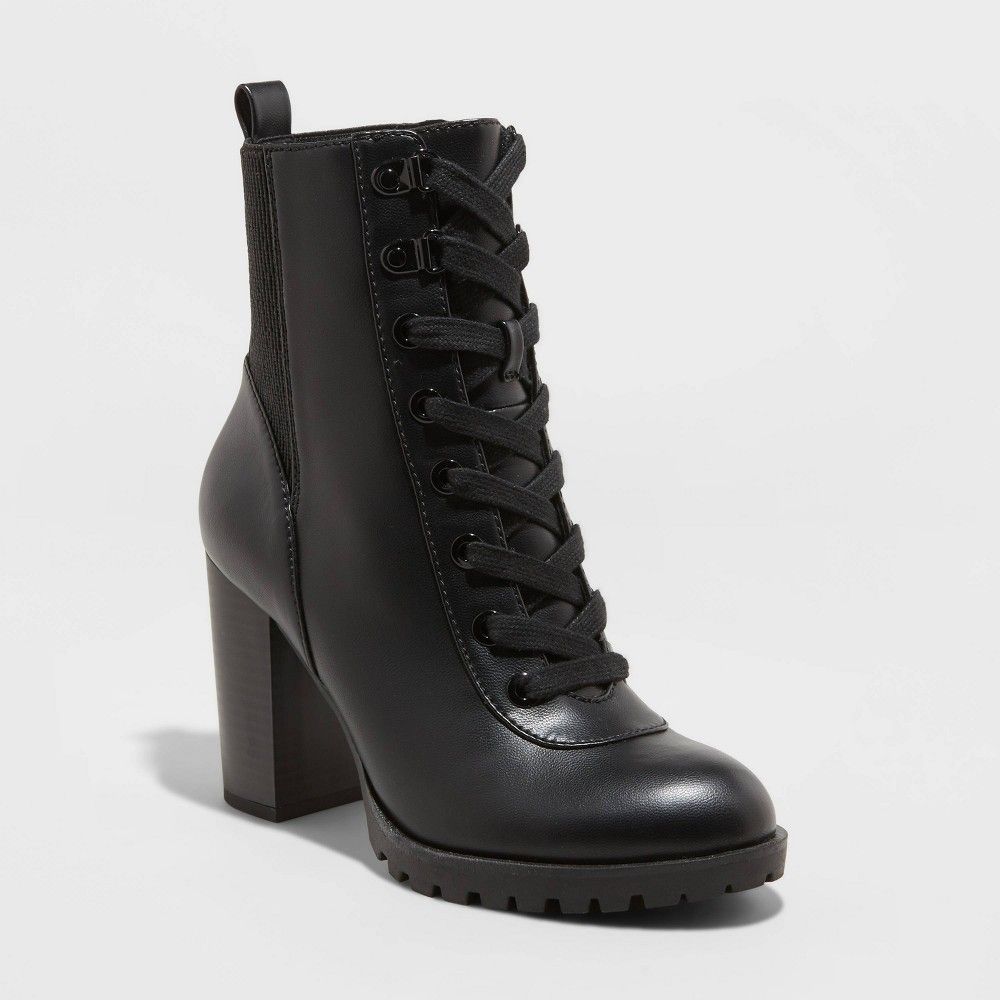 Women's Jada Laced Up Heeled Combat Boots - A New Day™ | Target
