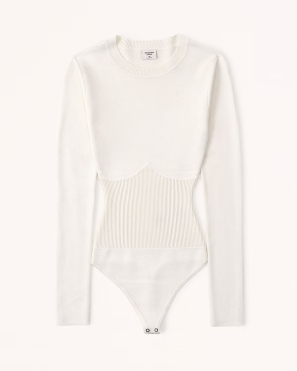 Women's Long-Sleeve Crew Corset Sweater Bodysuit | Women's Tops | Abercrombie.com | Abercrombie & Fitch (US)