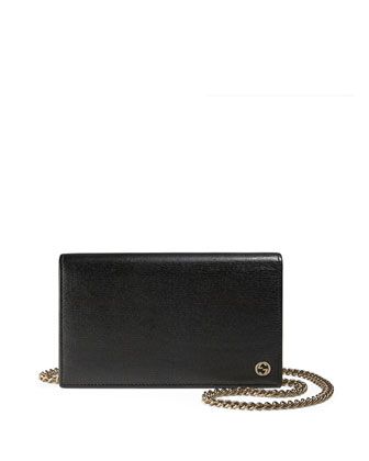 Betty Leather Chain Wallet, Black | Neiman Marcus