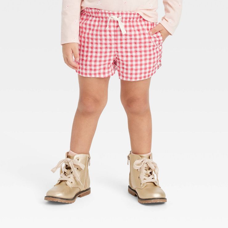 Toddler Girls' Gingham Check Shorts - Cat & Jack™ Coral Pink | Target