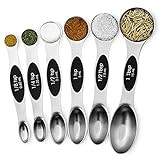 Nutrichef 6-Piece Magnetic Measuring Spoon Set-Stainless Steel Stackable Dual Sided Nesting Teaspoon | Amazon (US)