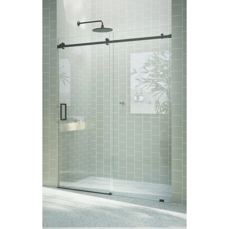 Astro 56 - 60 in. x 78 in. Fully Frameless Glass Sliding Shower Door | Wayfair North America