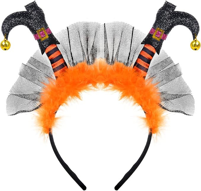 KKBES Halloween Witch Headband Witch Leg Hat Headband Witch Legs for Costume Dress up Party | Amazon (US)