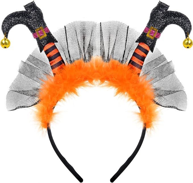 KKBES Halloween Witch Headband Witch Leg Hat Headband Witch Legs for Costume Dress up Party | Amazon (US)