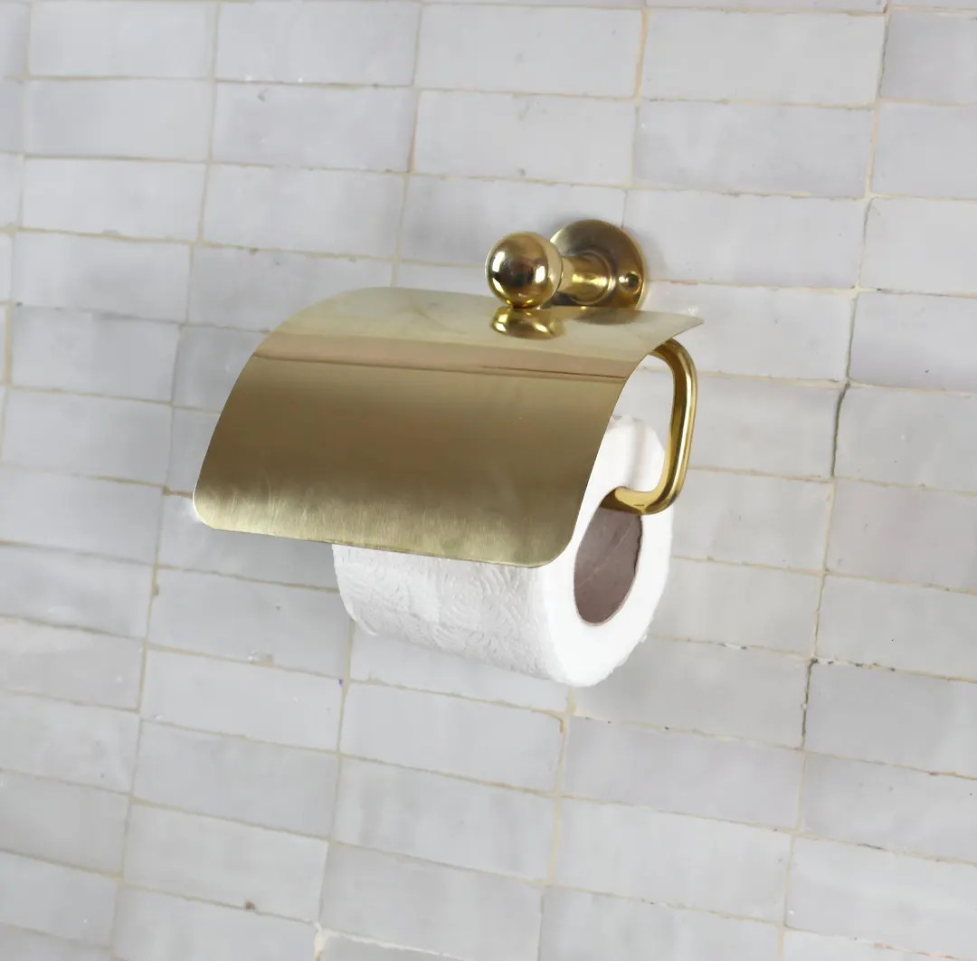 Handcrafted Unlacquered Brass Toilet Paper Holder: Vintage Powder Room Decor | Etsy (US)