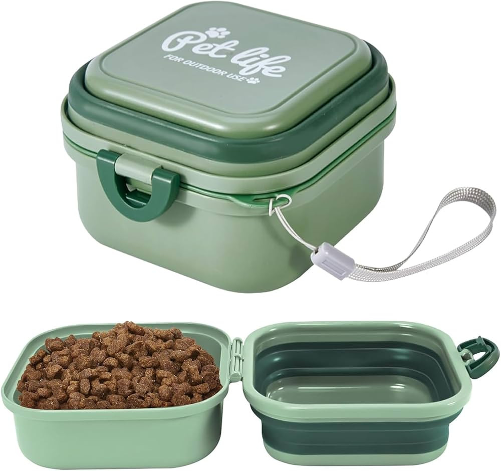 Collapsible Dog Bowls, Travel Food and Water Bowl with Lid for Cats and Dogs, 2-in-1 Portable Foo... | Amazon (US)
