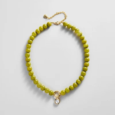 Janette Beaded Ring Necklace - Olive | BaubleBar