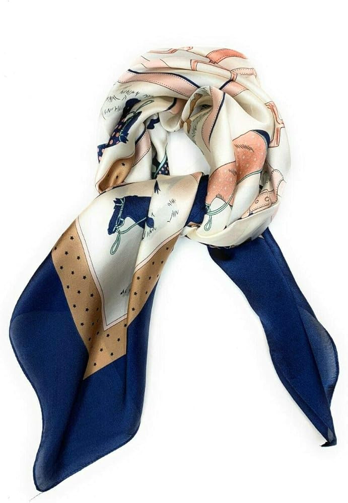 Big Square Scarf Women 70cm x 70cm Large For Hair Silk - Print Pattern | Amazon (UK)