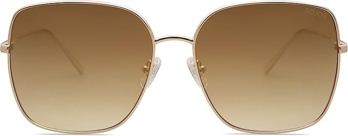 SOJOS Trendy Oversized Square Metal Frame Sunglasses for Women Men Retro Big Flat Lens UV Protect... | Amazon (US)