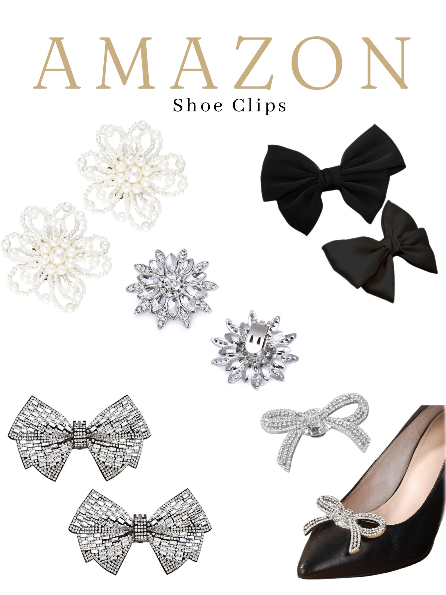 Shoe clips bow embellished shoe clips holiday seasonn
