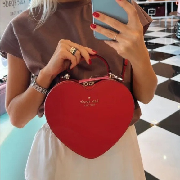Love Shack Heart Purse crossbody Kate spade candied cherry Valentine Nwt | Poshmark