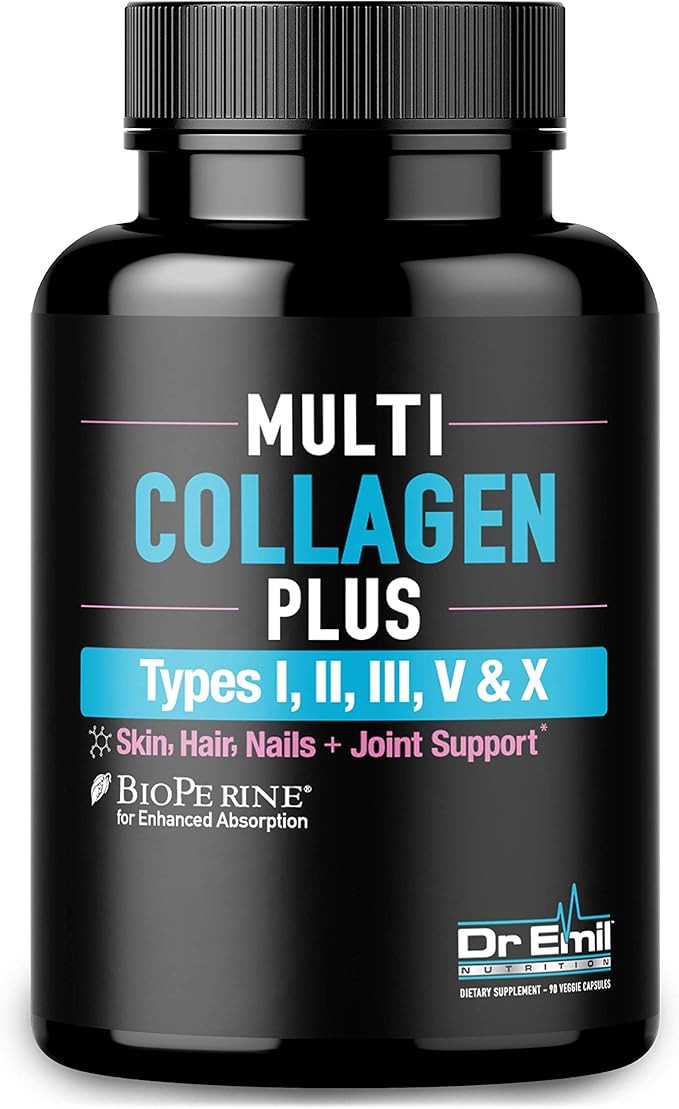 Multi Collagen Pills (Types I, II, III, V & X) - Collagen Peptides + Absorption Enhancer - Grass ... | Amazon (US)
