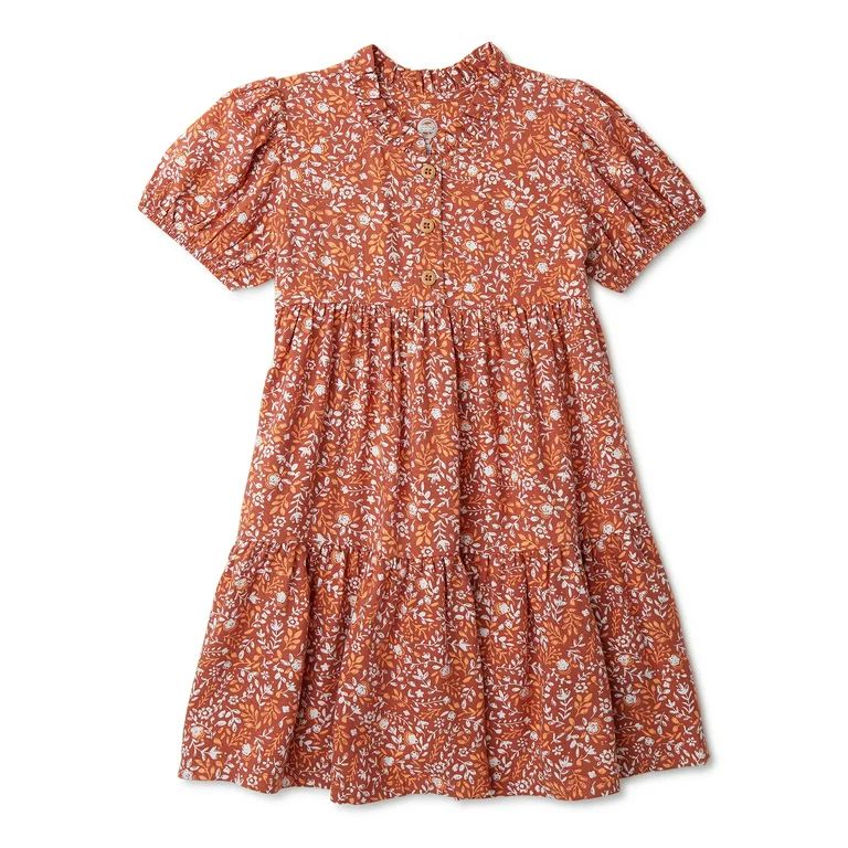 Wonder Nation Baby and Toddler Girls Short Sleeve Woven Dress, Sizes 12M - 5T | Walmart (US)