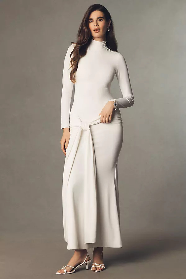 Bardot Alix Long-Sleeve Tie-Front Maxi Dress | Anthropologie (US)