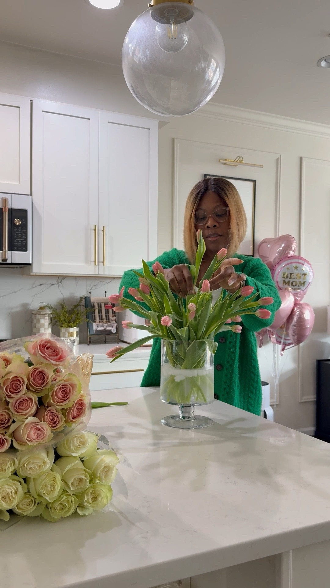 I went to Costco earlier today to make some bouquets for my moms. I love making flower arrangements. It’s so therapeutic and relaxing