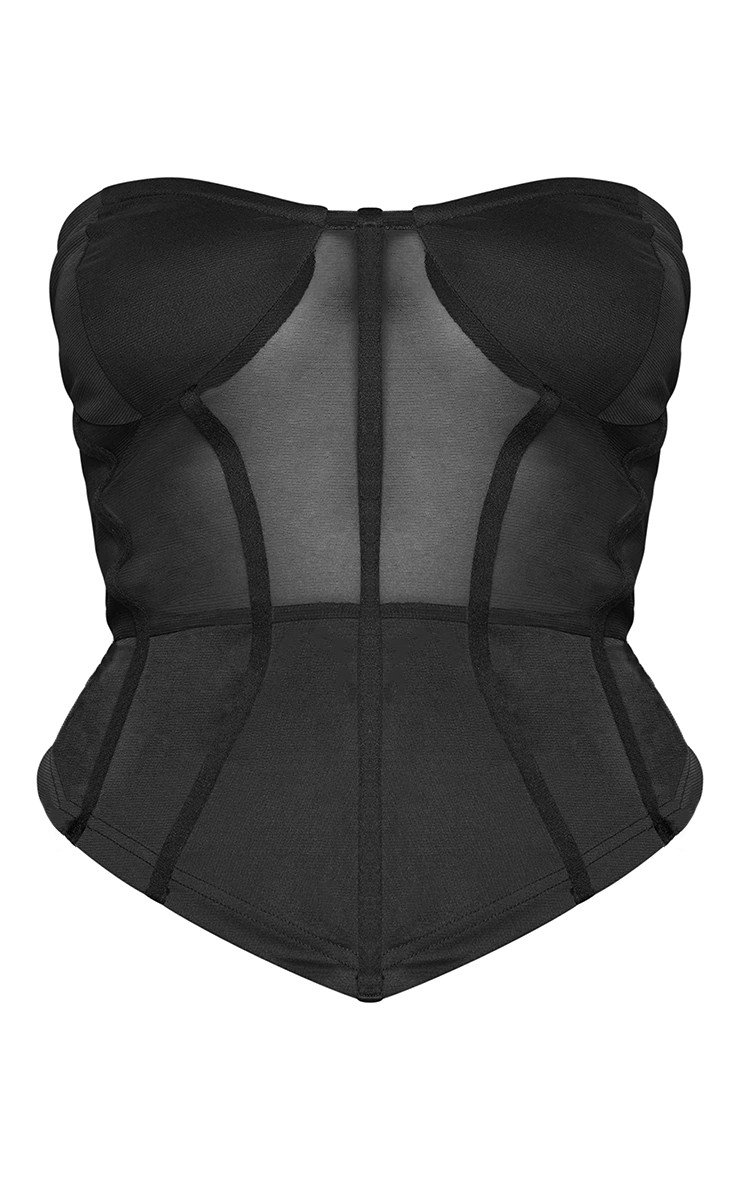 Plus Black Structured Mesh Corset | PrettyLittleThing US