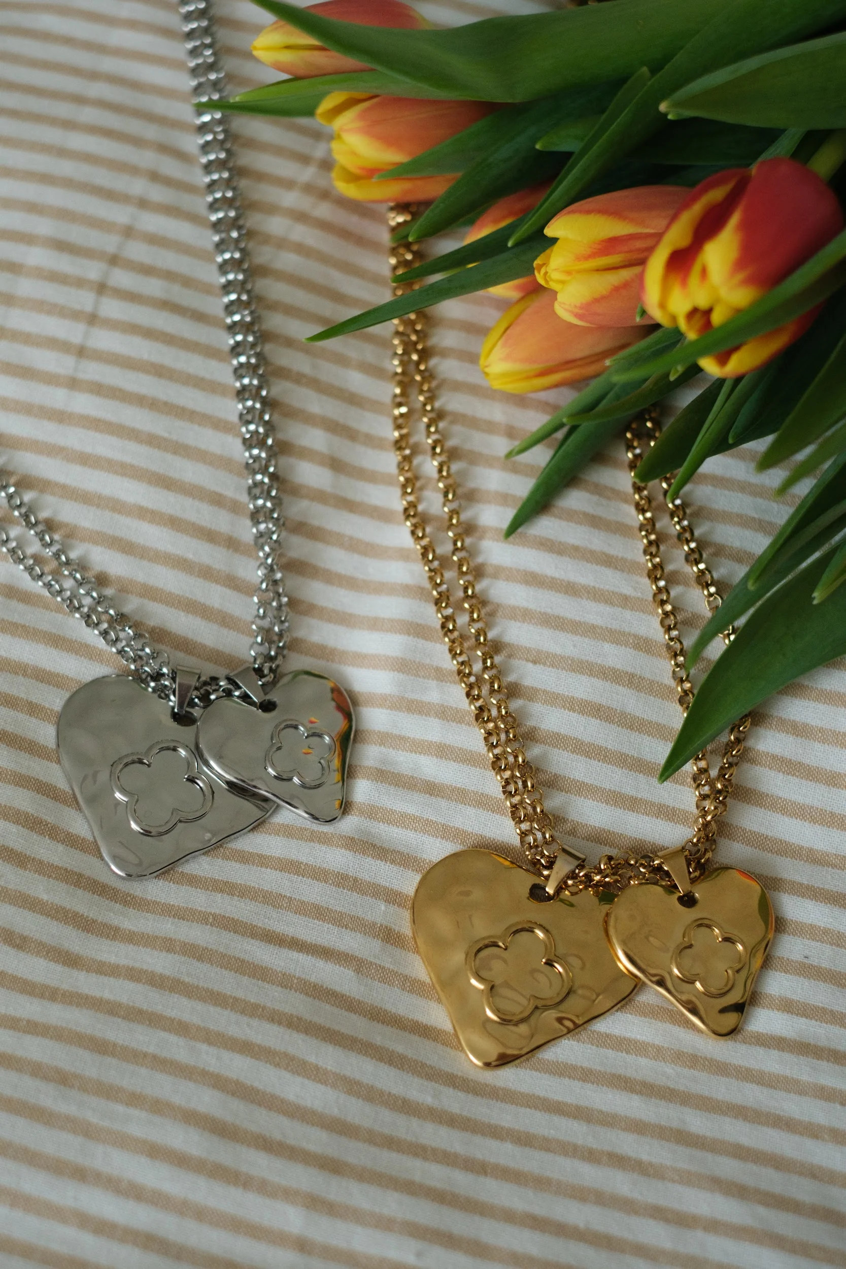 Eternal Affair Double Heart 316L Stainless Steel Statement Necklace | KC Chic Designs