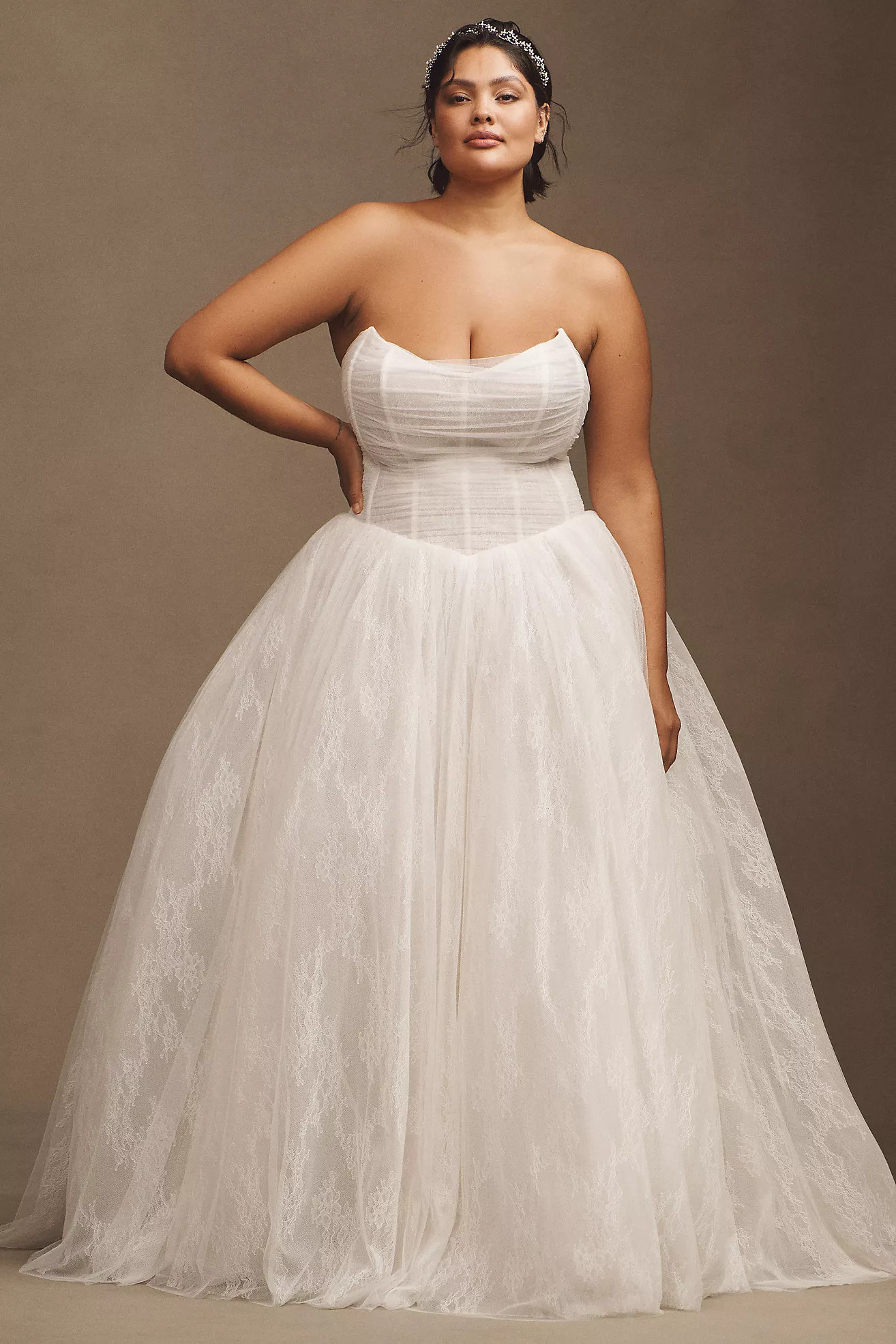 Jenny by Jenny Yoo Miriam Strapless Tulle Basque-Waist Ball-Skirt Wedding Gown | Anthropologie (US)