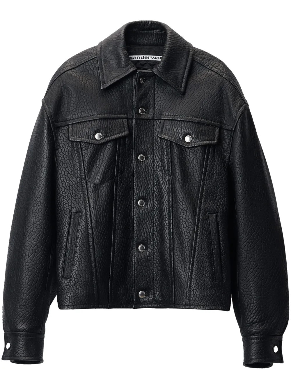 curved-sleeve leather jacket | Farfetch Global