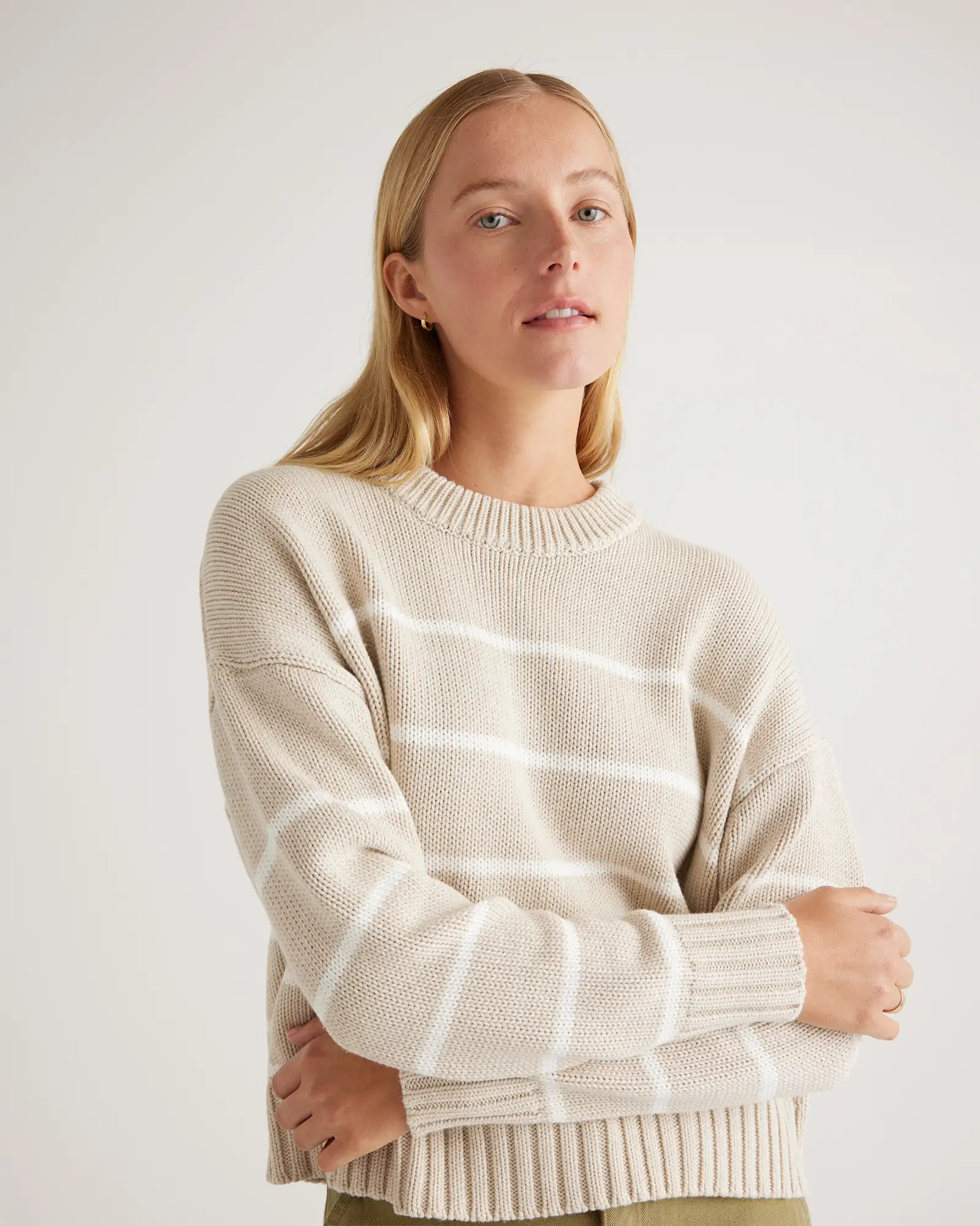 100% Organic Cotton Striped Crew Sweater | Quince