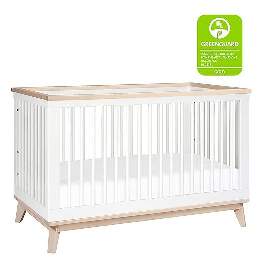 Babyletto Scoot 3-in-1 Convertible Crib with Toddler Bed Conversion Kit, White / Washed Natural | Amazon (US)