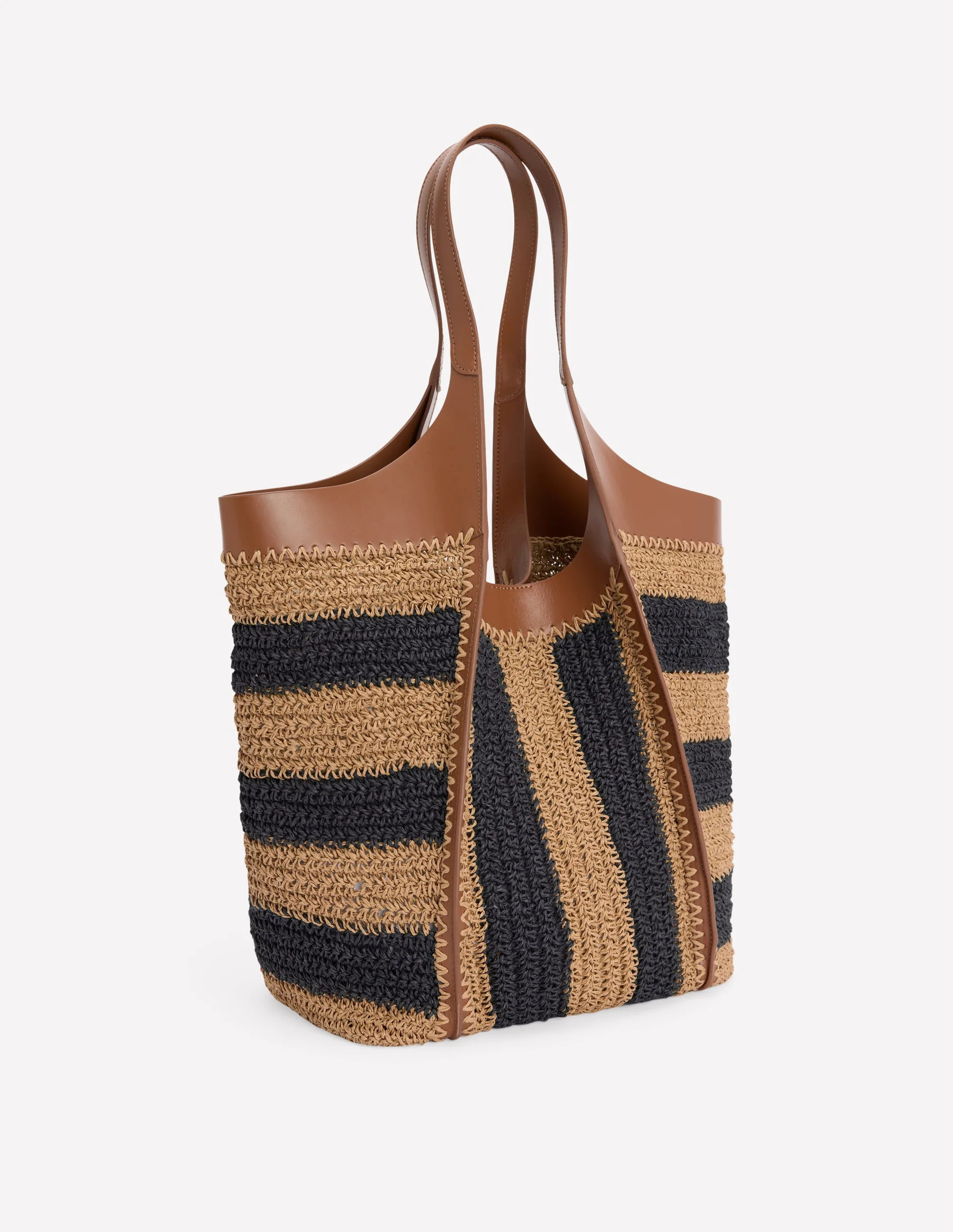 Straw Tote-Navy/Natural Stripe | Boden (US)