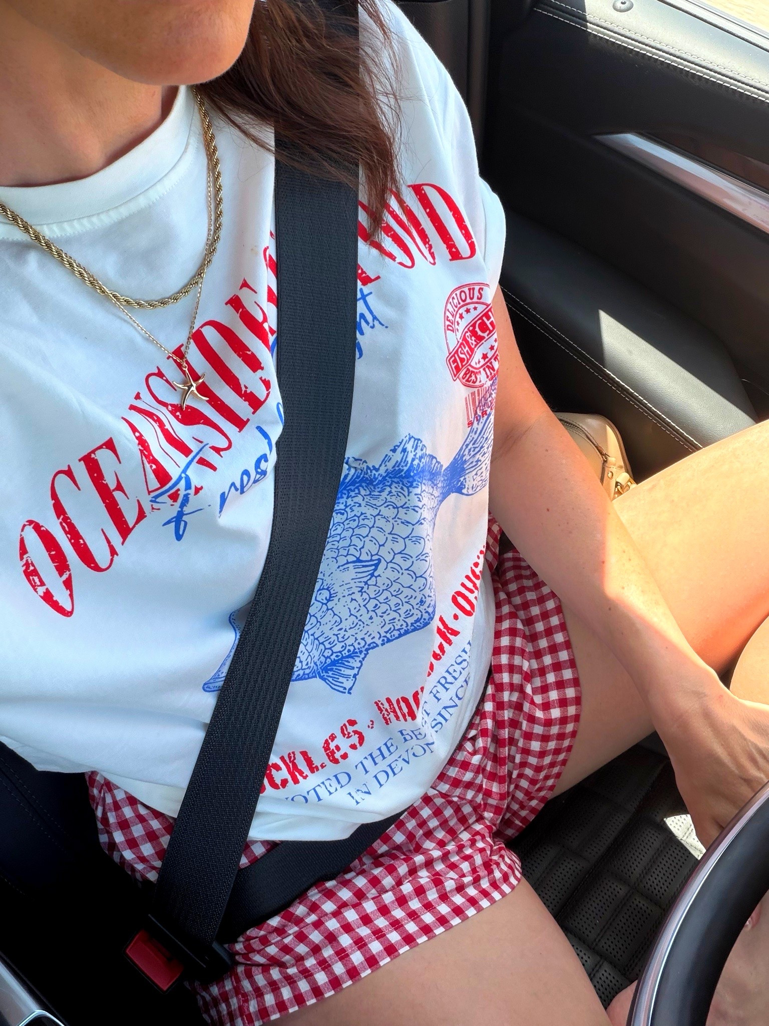 The cutest summer outfit. So comfortable for travel too. These gingham boxer shorts are tts and on major deal. Top is oversized. I got my true size small, rolled the sleeves and tucked the back into my bra for a cropped look. Jelly shoes (not pictured) are true to size. Would be cute in red too.

#LTKootd #LTKTravel #LTKSaleAlert
