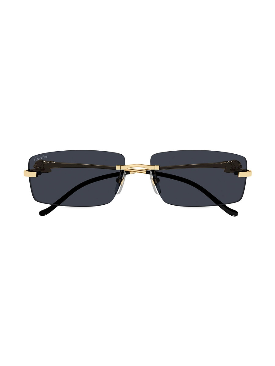 Men's Cartier Panthère Classic 58MM Rectangular Sunglasses - Gold | Saks Fifth Avenue
