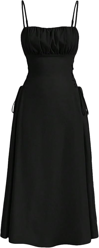 Floerns Women's Spaghetti Strap Ruched Bust Knot Side Party Cami Long Dress | Amazon (US)