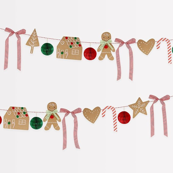 Meri Meri Gingerbread Christmas Garland Decoration (Pack of 1), 12' Strand with Excess Cord, Easy... | Amazon (US)