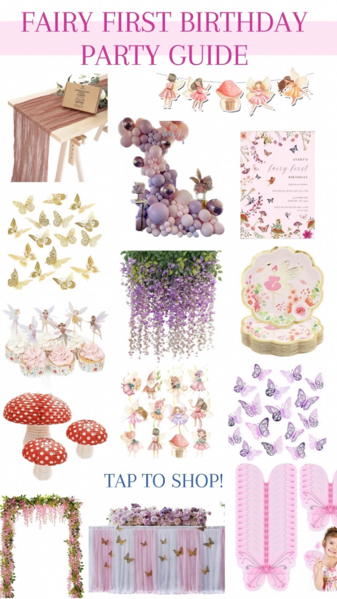 Fairy themed party guide and decorations!🧚‍♀️🦋 #fairythemedpartydecor #fairypartydecor #fairyfirstbirthday #amazonpartydecor #etsypartydecor #fairyparty #enchantedmagicalgarden #butterflyparty 

#LTKParties #LTKBaby #LTKFindsUnder50