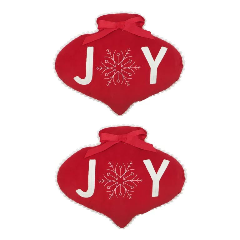 Holiday Time 14x13inch Red & White Joy Christmas Decorative Pillows, 2 Count Per Pack | Walmart (US)